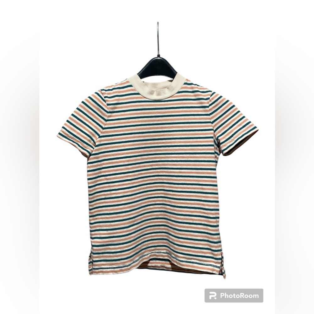 Madewell Striped Cotton Mock neck Tee– XS